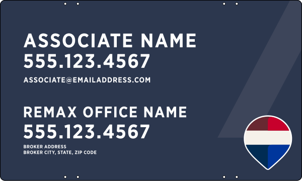 Associate Name w Broker Address Sign Panel, 18h x 30w, Steel